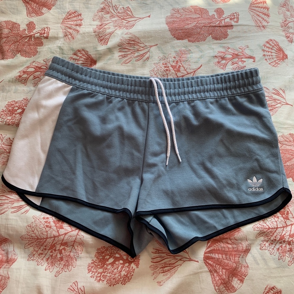 Adidas trefoil blue & white drawstring shorts